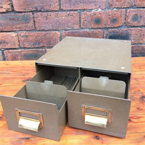 upcycled metal index card box|Index Card Box Metal .